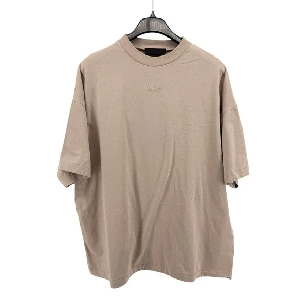 Fear of God Essentials T-Shirt Men Large Pre-Owned Tee Tan Oversized Streetwear - Picture 1 of 11